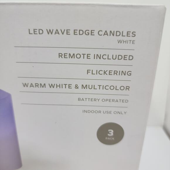 LED Wave Edge 3 Candles White Remote Included Flickering White & Multicolor New - Picture 3 of 4